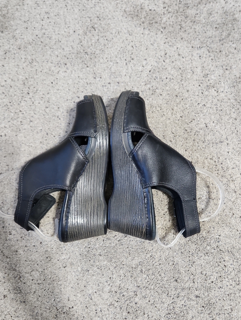 Dansko Vanda Wedge Sandal Black Leather Size 38 - Picture 7 of 11
